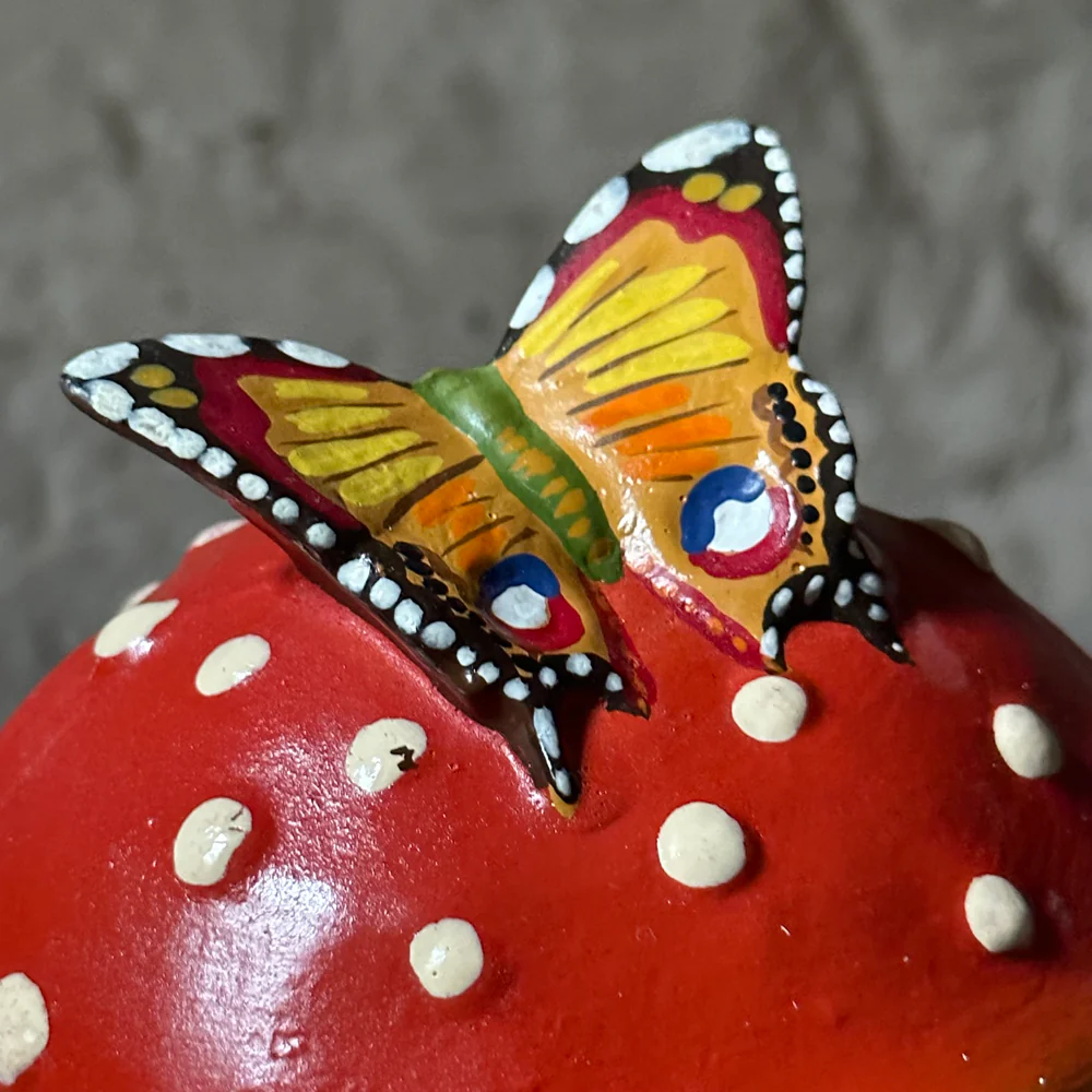 Papier-Mâché Red Mushroom with Butterfly Candy Box - Image 3