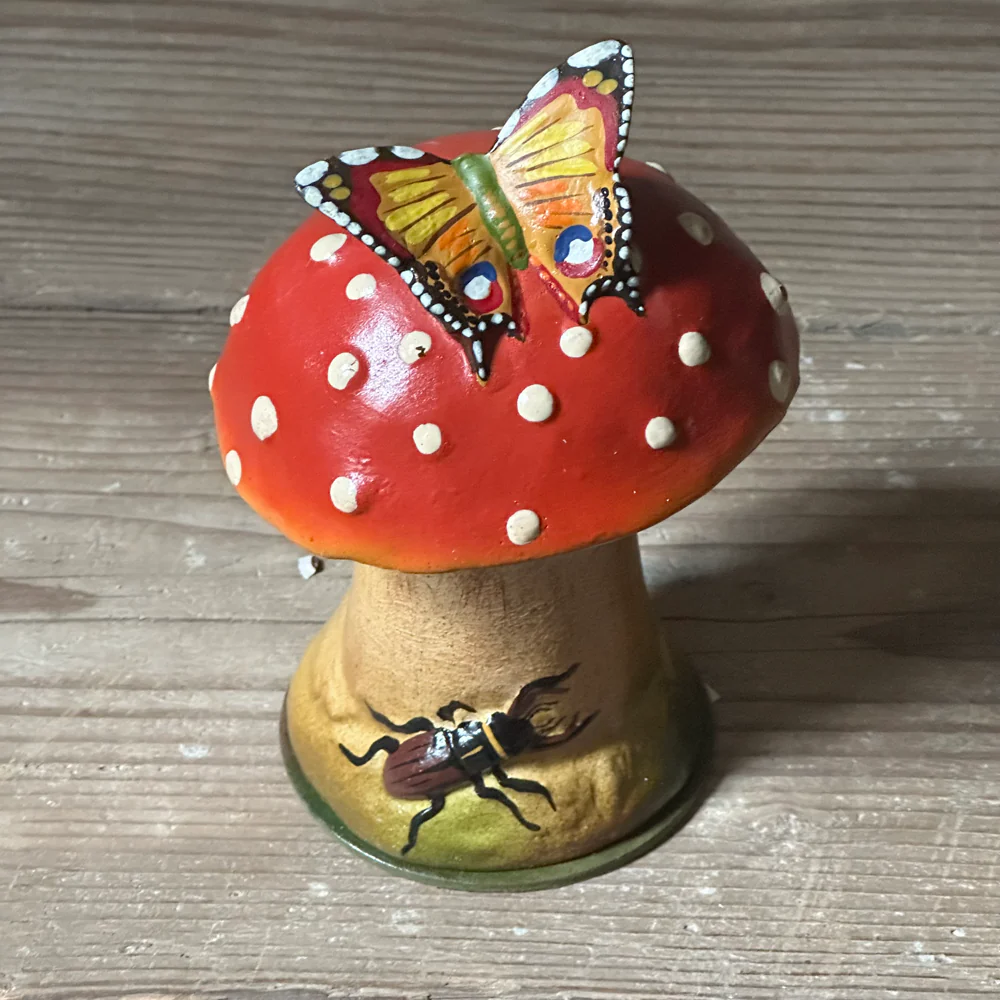 Papier-Mâché Red Mushroom with Butterfly Candy Box - Image 4