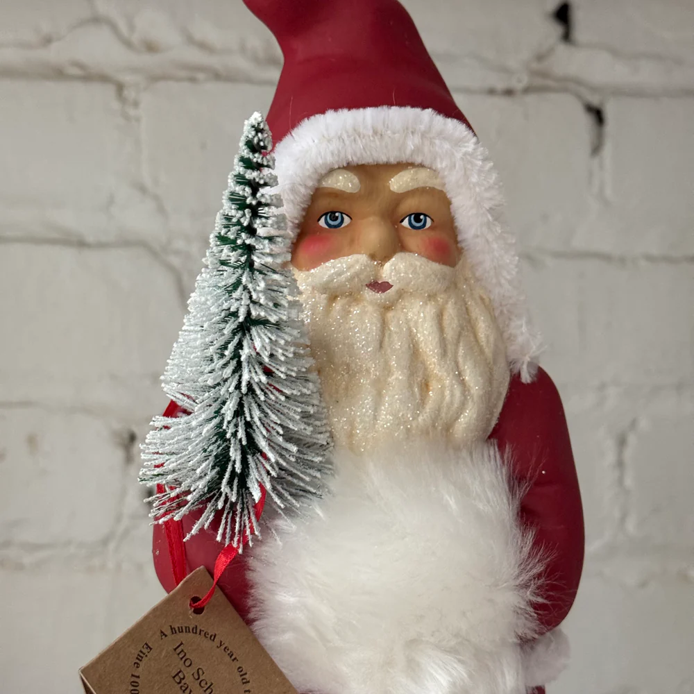 Papier-Mâché Santa Holding Tree in Red - Image 2