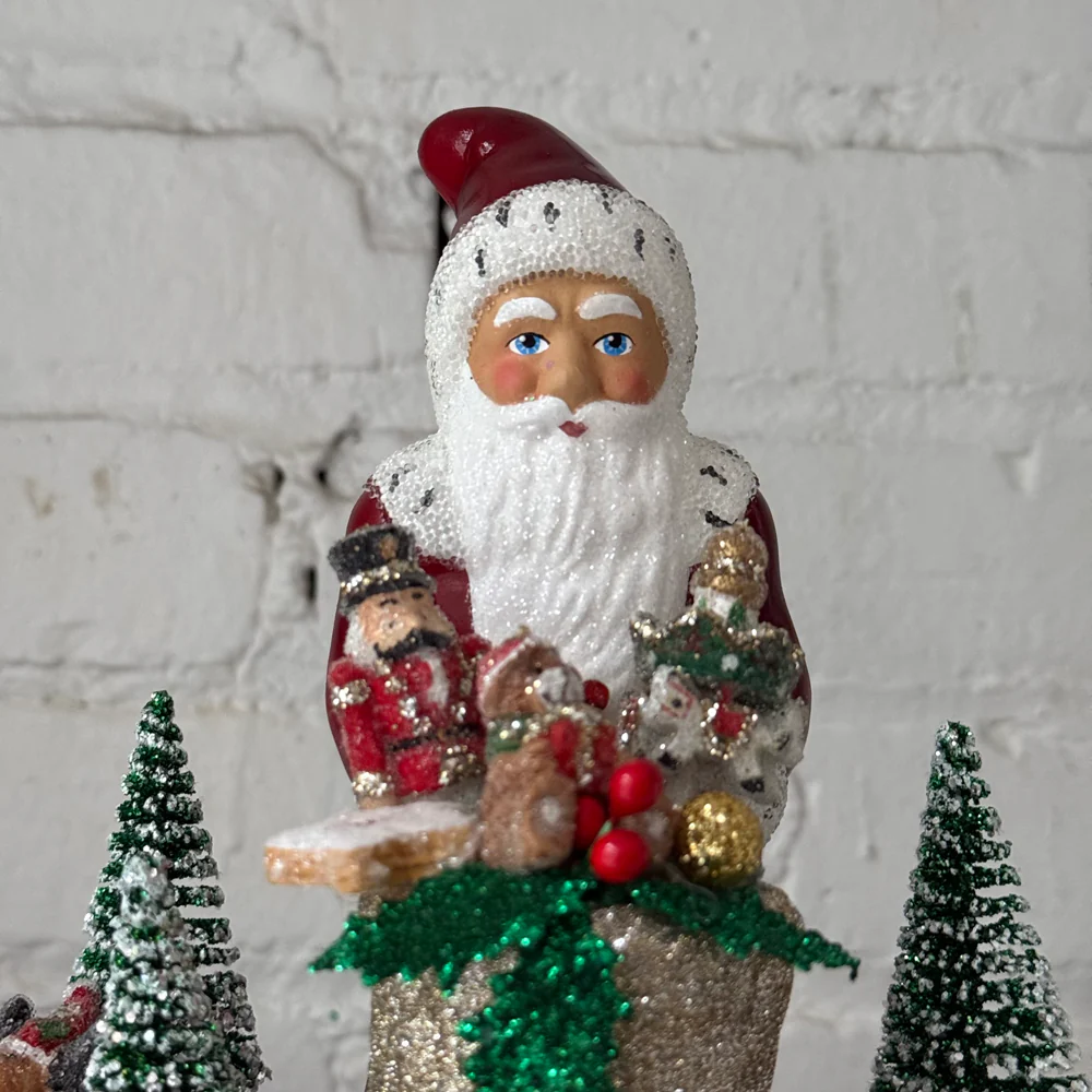 Papier-Mâché Santa with Gift Display - Image 2
