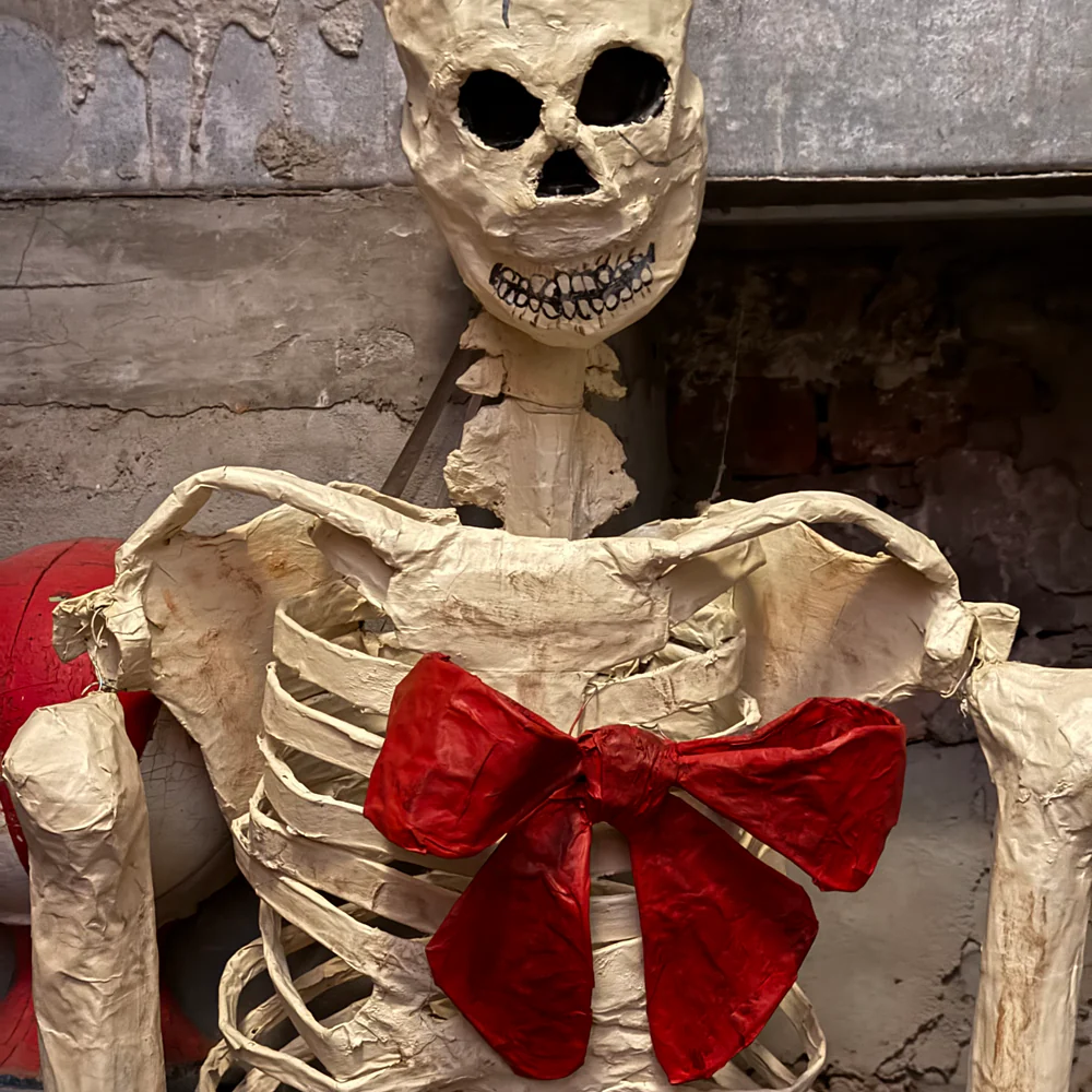 Papier-Mâché Skeleton with Bow - Image 2