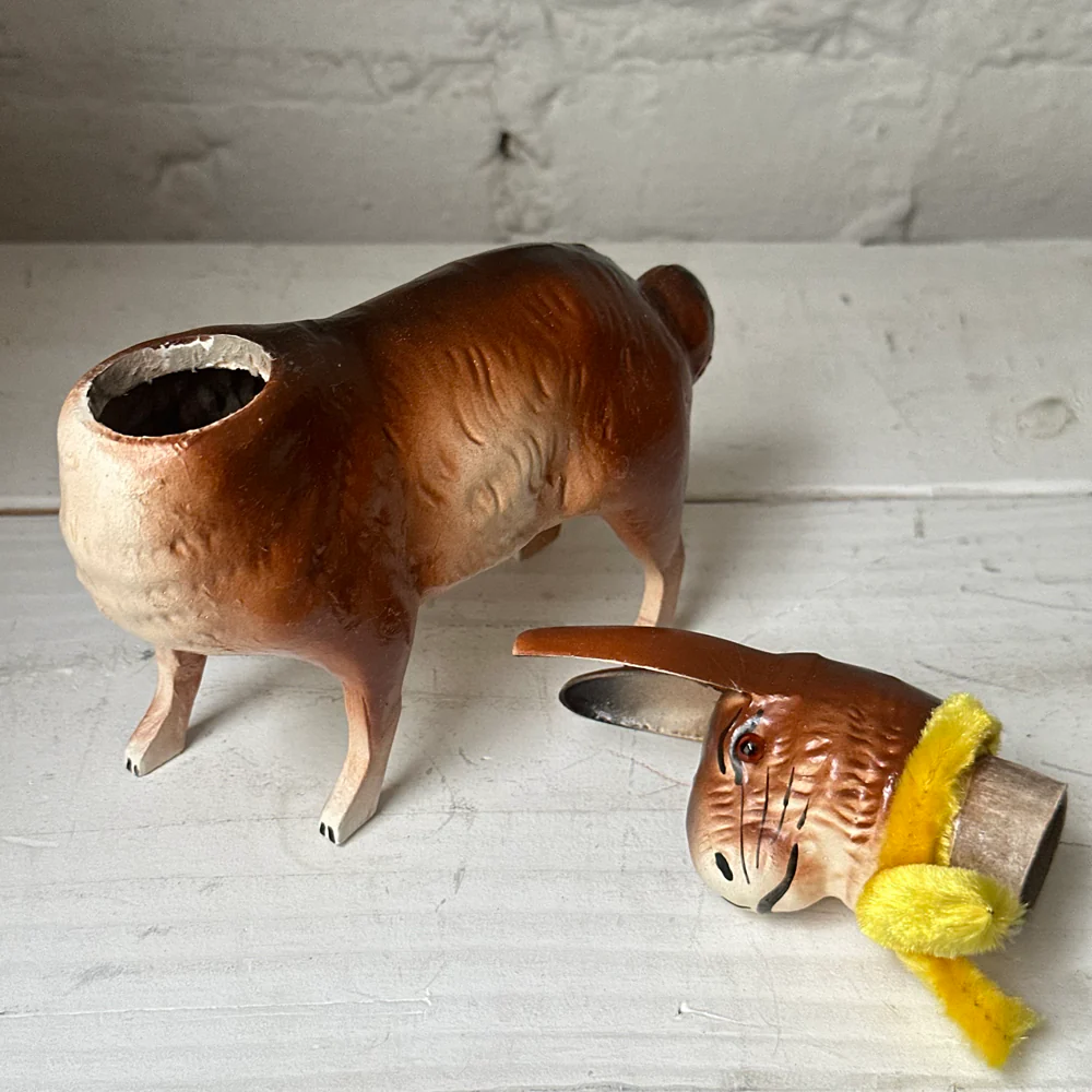 Papier-Mâché Standing Rabbit with Yellow Neck Tie - Image 3