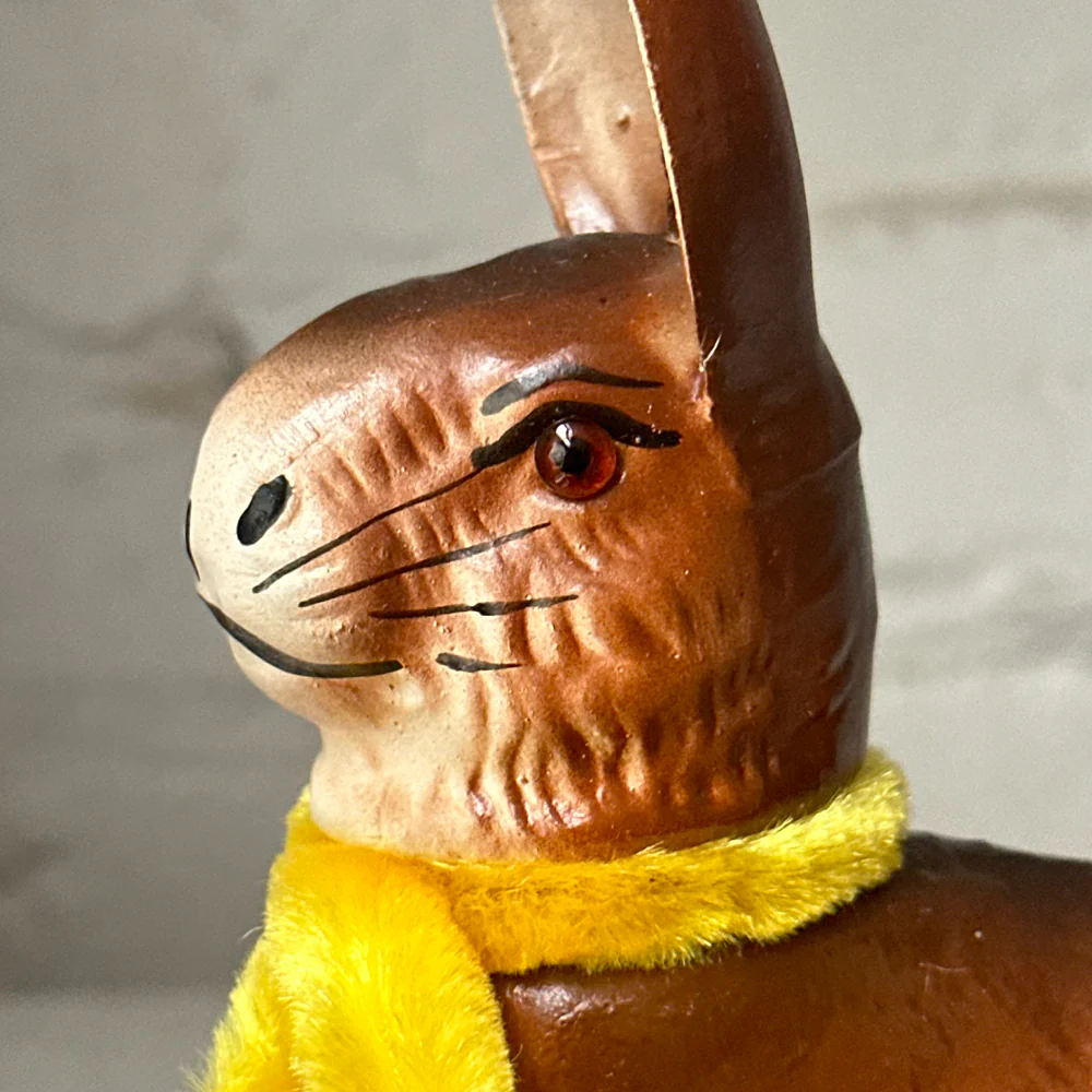 Papier-Mâché Standing Rabbit with Yellow Neck Tie - Image 4