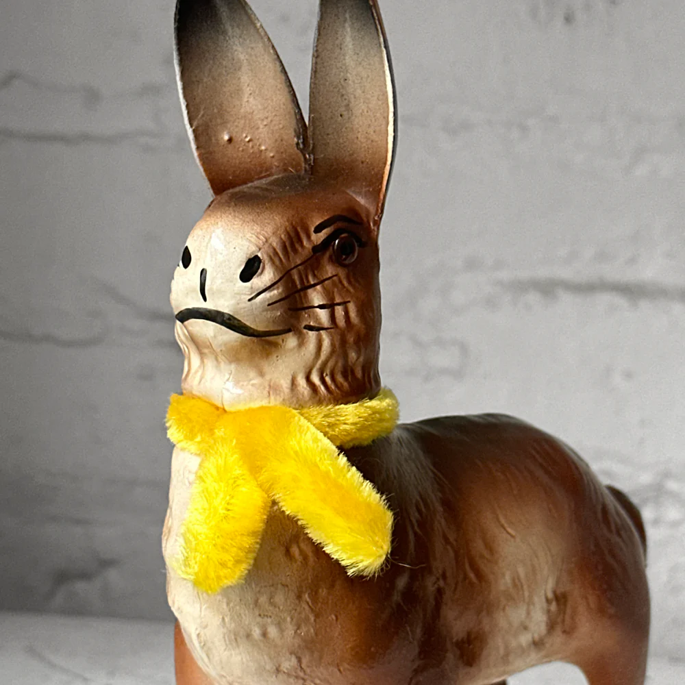 Papier-Mâché Standing Rabbit with Yellow Neck Tie - Image 5