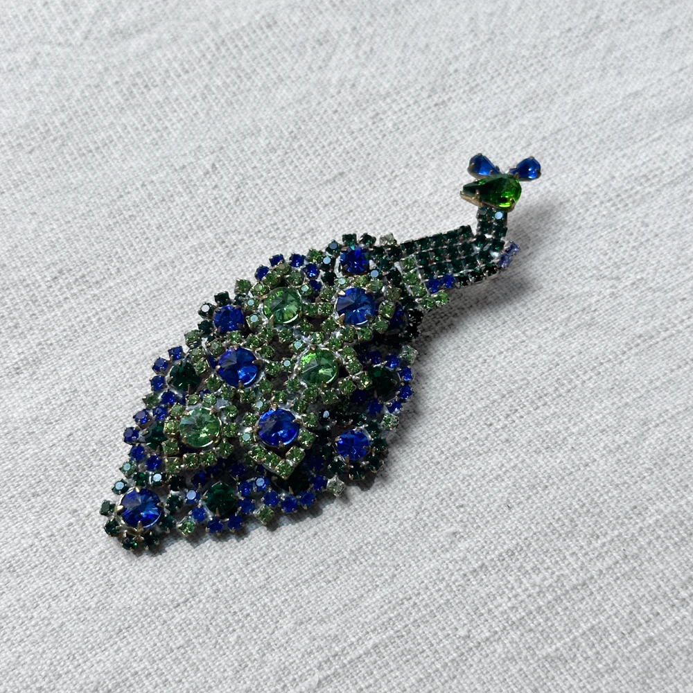 Peacock Glass Crystal Brooch - Image 2