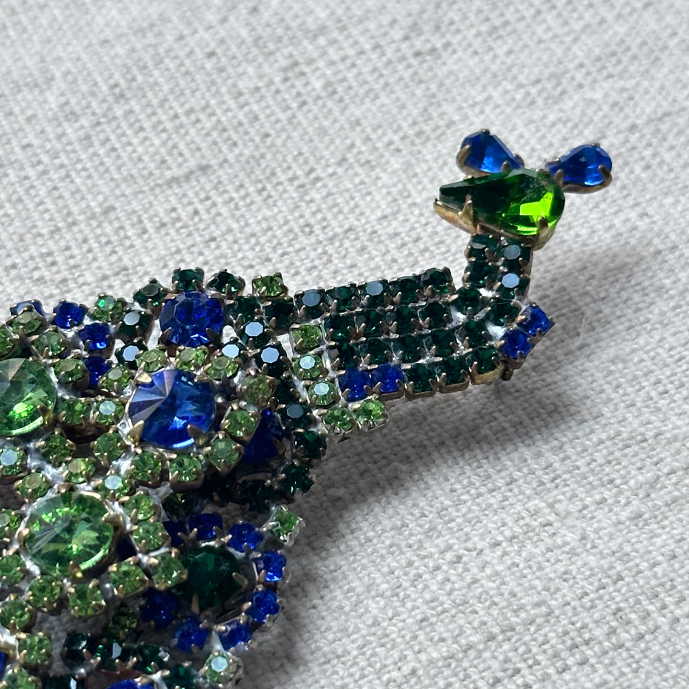 Peacock Glass Crystal Brooch - Image 3