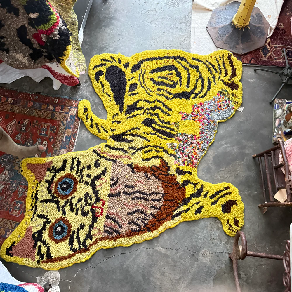 PO! Paris Nathalie Lete Woven & Knotted "Chat Tigre" Cat Rug/Tapestry - Image 2