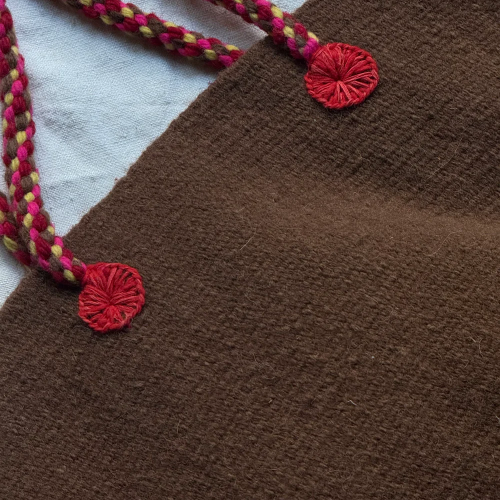 PO! Paris Nathalie Lete Woven & Knotted "Les Petits Fleur" Bag in Marron - Image 4