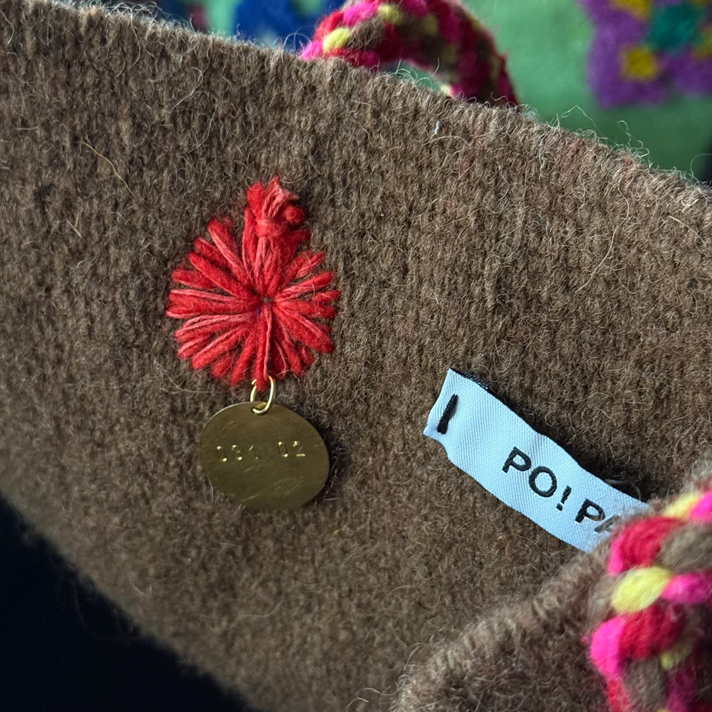 PO! Paris Nathalie Lete Woven & Knotted "Les Petits Fleur" Bag in Marron - Image 6