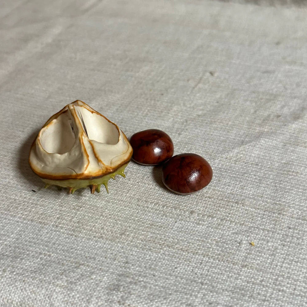 Porcelain Baby Horsechestnut Lid with Two Removable Nuts - Image 3