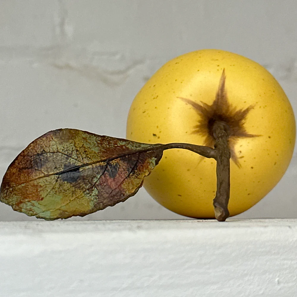 Porcelain Golden Delicious Apple with Leaf - Image 3