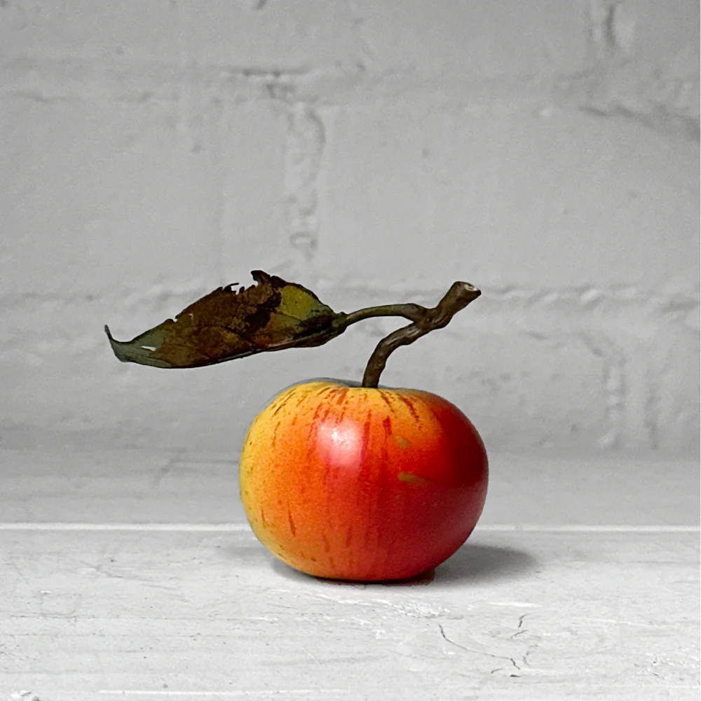 Porcelain Yellow Cox Windfall Apple with Leaf - Image 3