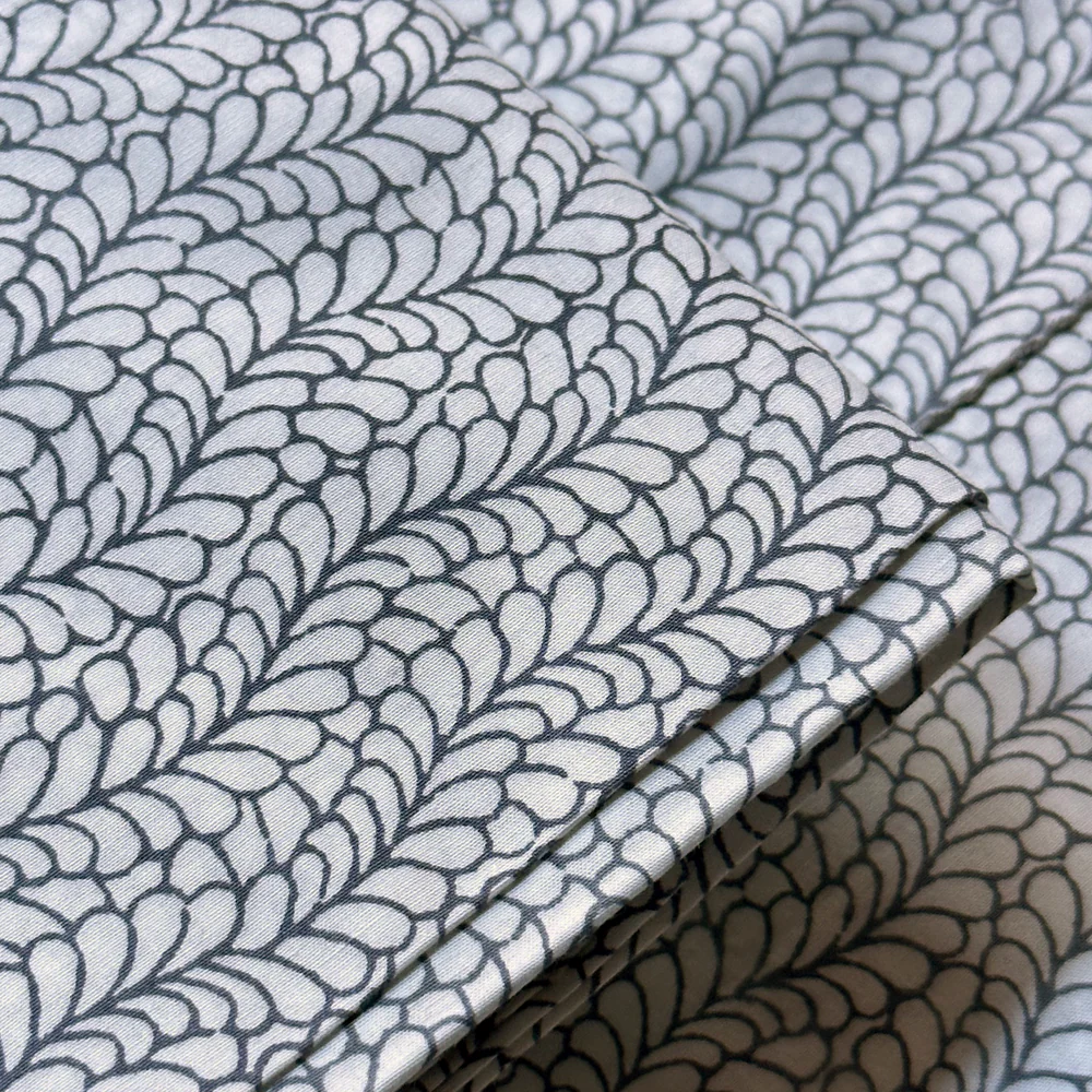 Rasa Block Printed Sheet Set in White Late Bel & Grey - Image 3