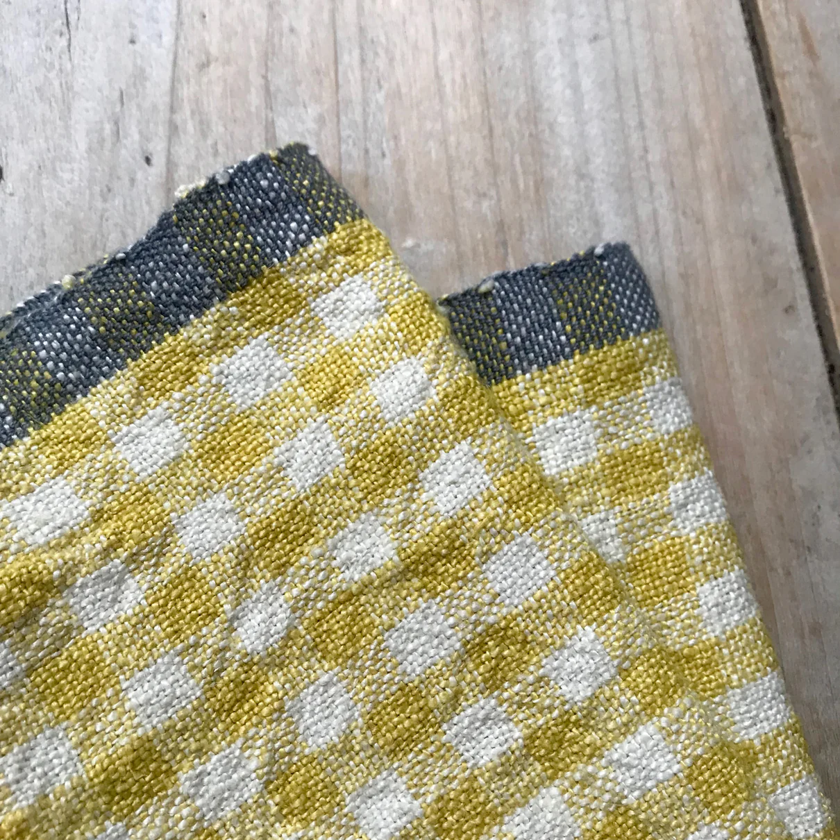 Set of 4 Gingham Napkins in Dijon & Grey - Image 2