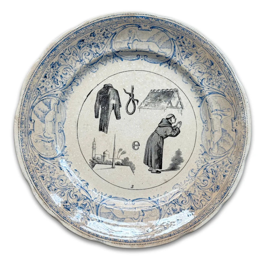 Set of 6 19th‑century French Sarreguemines Talking Plates - Image 11