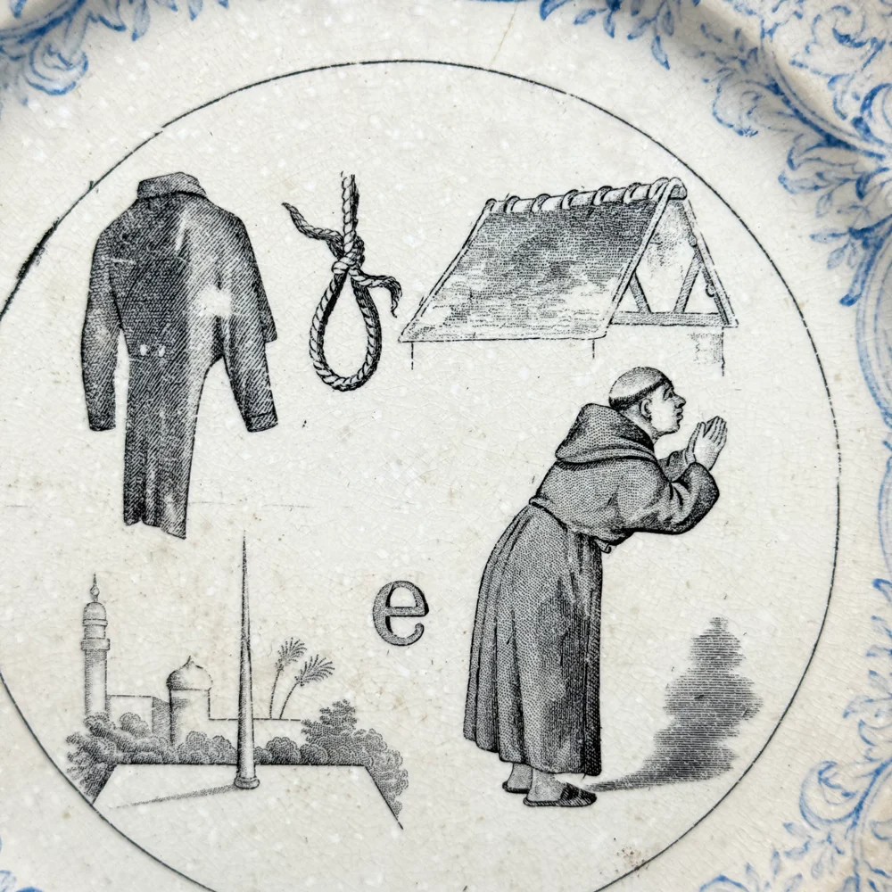 Set of 6 19th‑century French Sarreguemines Talking Plates - Image 13