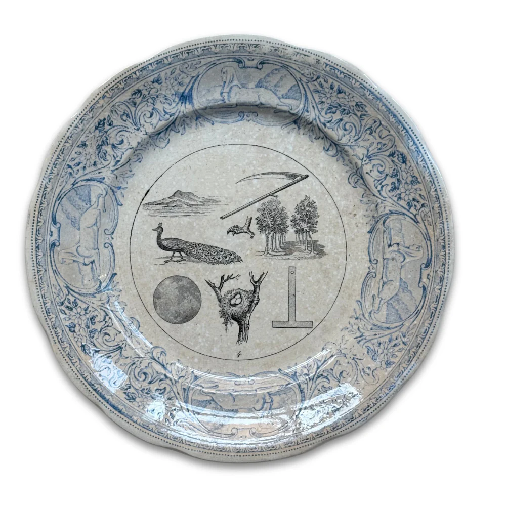 Set of 6 19th‑century French Sarreguemines Talking Plates - Image 14