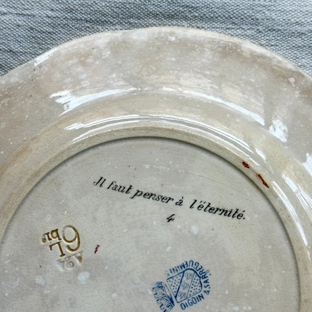 Set of 6 19th‑century French Sarreguemines Talking Plates - Image 21
