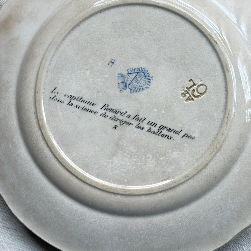 Set of 6 19th‑century French Sarreguemines Talking Plates - Image 5