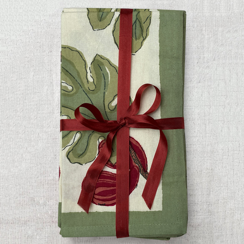 Set of 6 French Red Fig Napkins