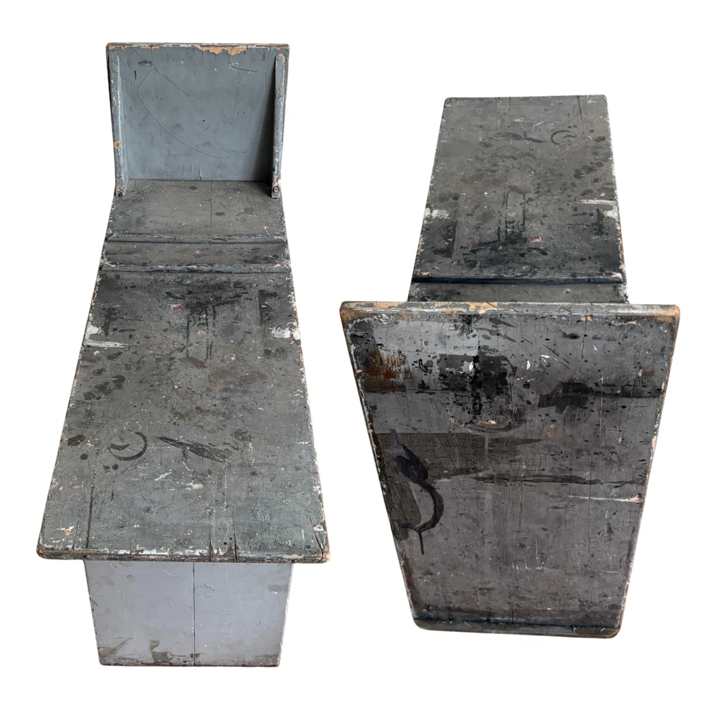 Set of Six Early 20th Century Wooden Art School Benches - Image 3
