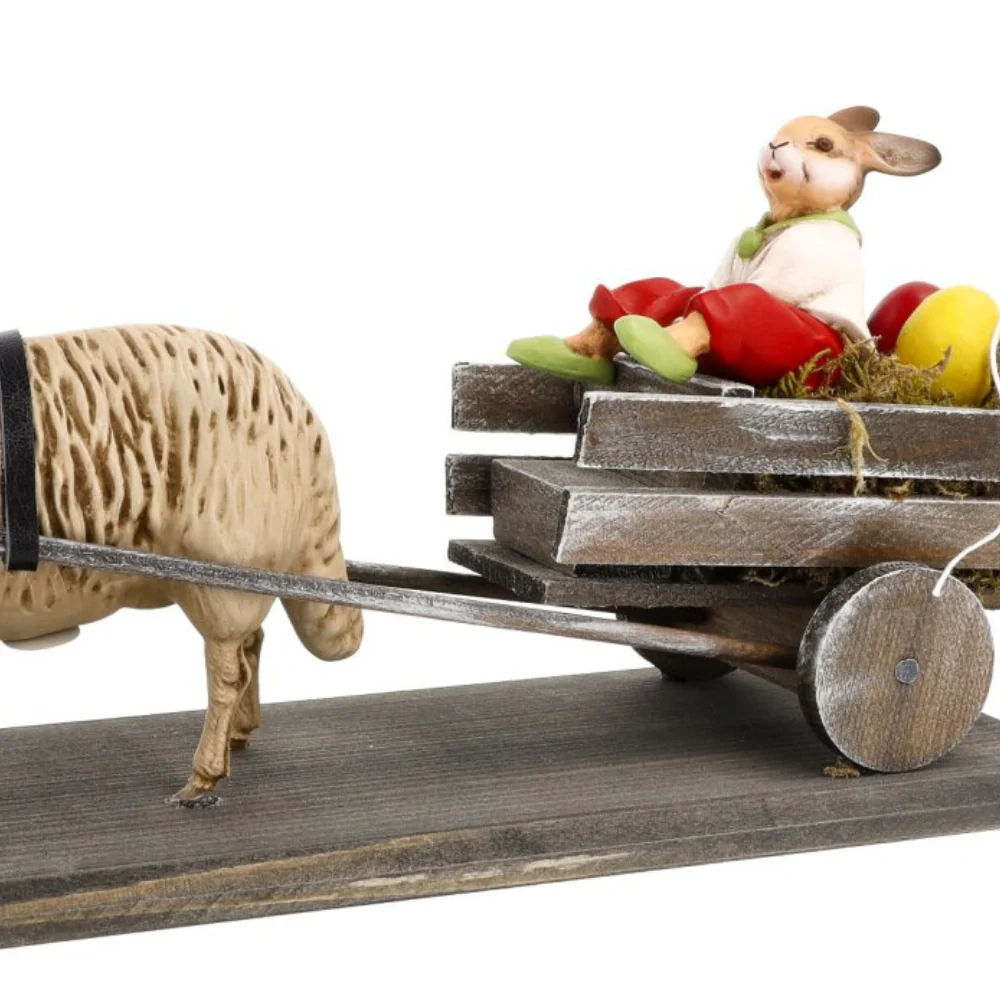 Sheep and Bunny with Easter Cart - Image 2