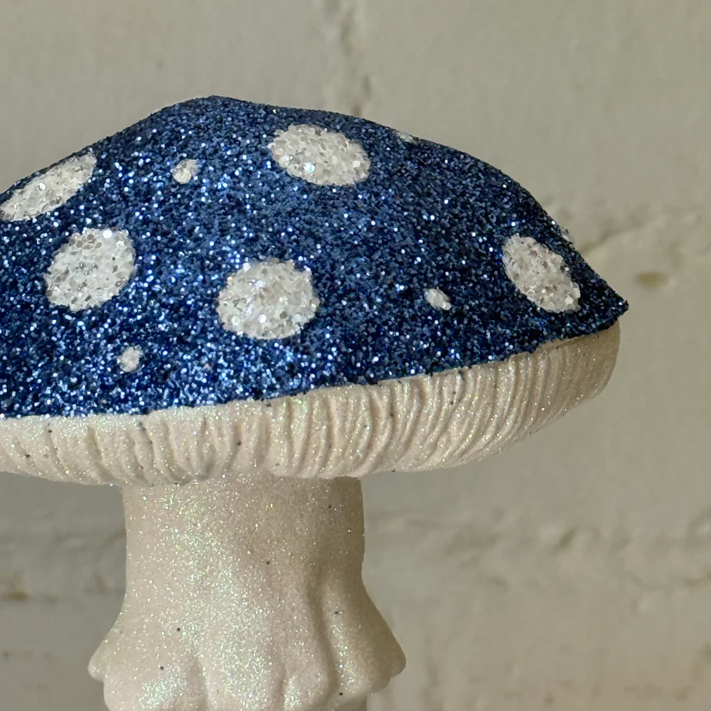 Single Glitter Mushroom in Blue with White Dots - Image 2