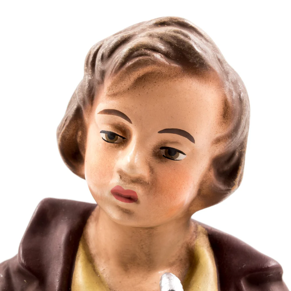 Sitting Shepard with Flute Nativity Figure - Image 2