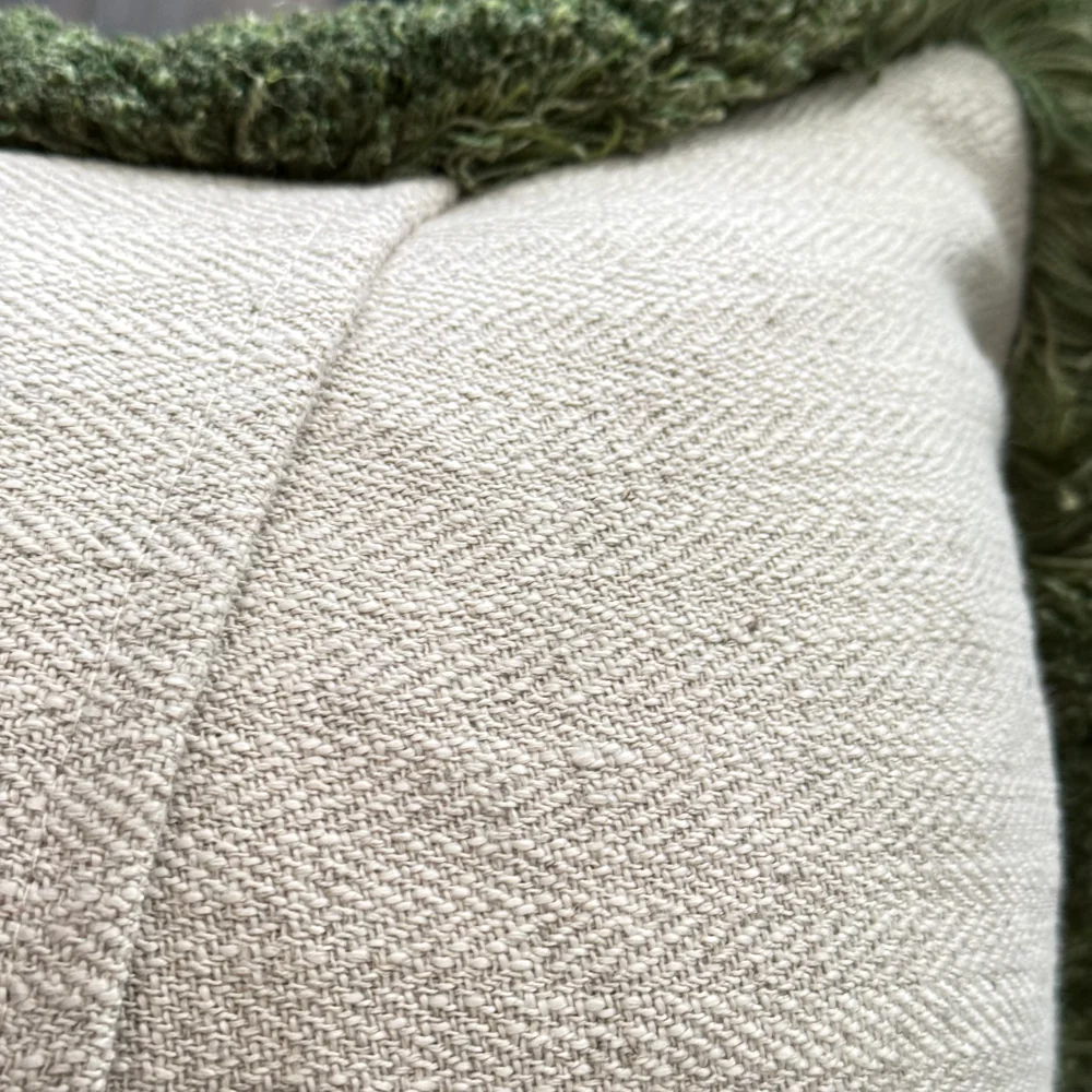 Small Canton Fringe Pillow in Green (No. 70A) with Linen Backing (#SM-01) - Image 4