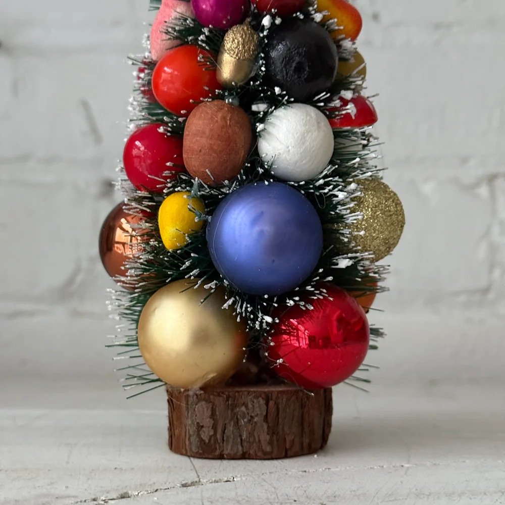 Small Green Nostalgic Decorated Brush Tree - Image 2