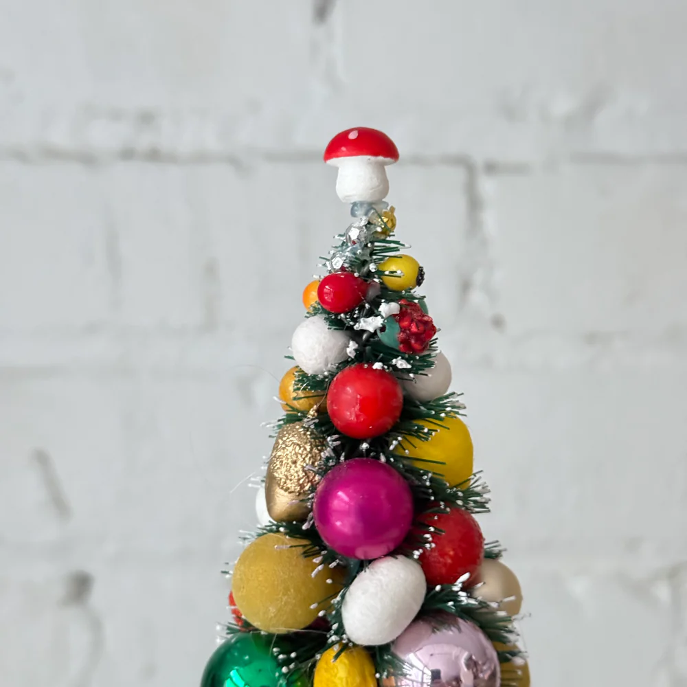Small Green Nostalgic Decorated Brush Tree - Image 3