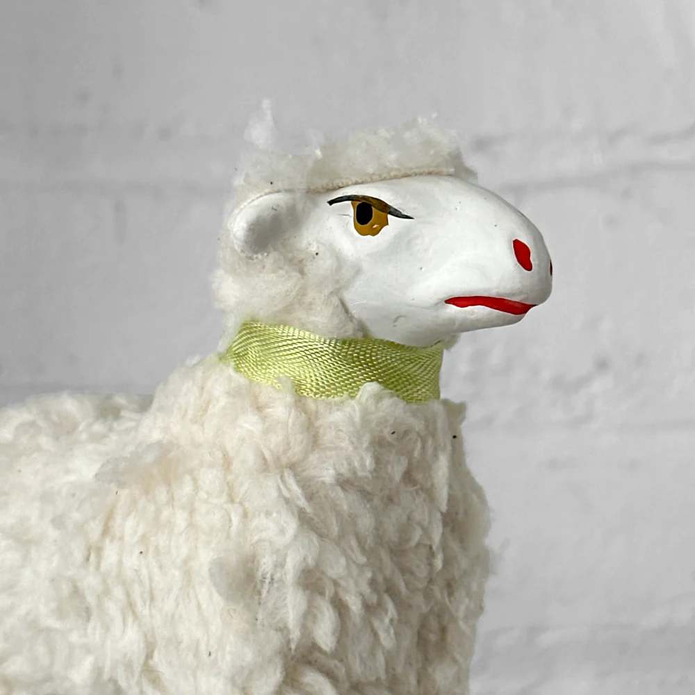 Large Nostalgic Sheep Figurine Candy Box with Green Ribbon - Image 2