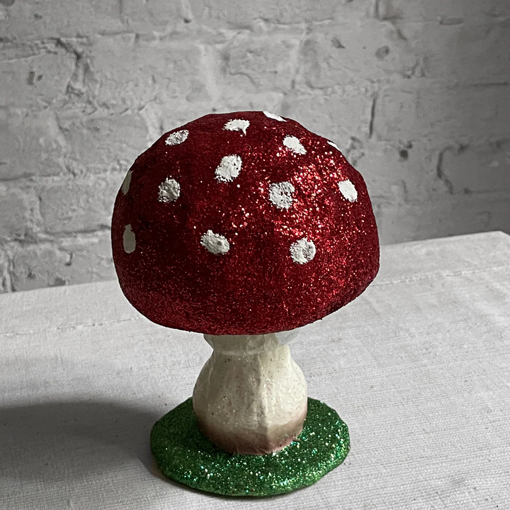 Small Papier-Mâché Glitter Mushroom - Image 2