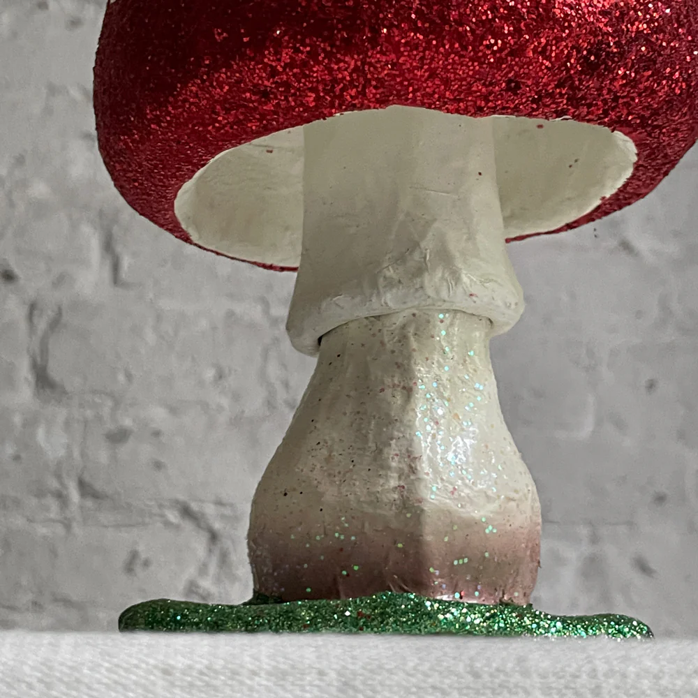 Small Papier-Mâché Glitter Mushroom - Image 3