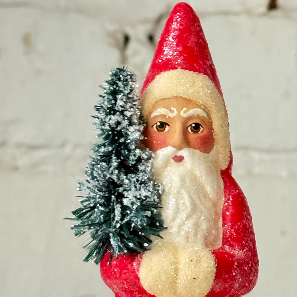 Small Papier-Mâché Santa in Light Red - Image 2