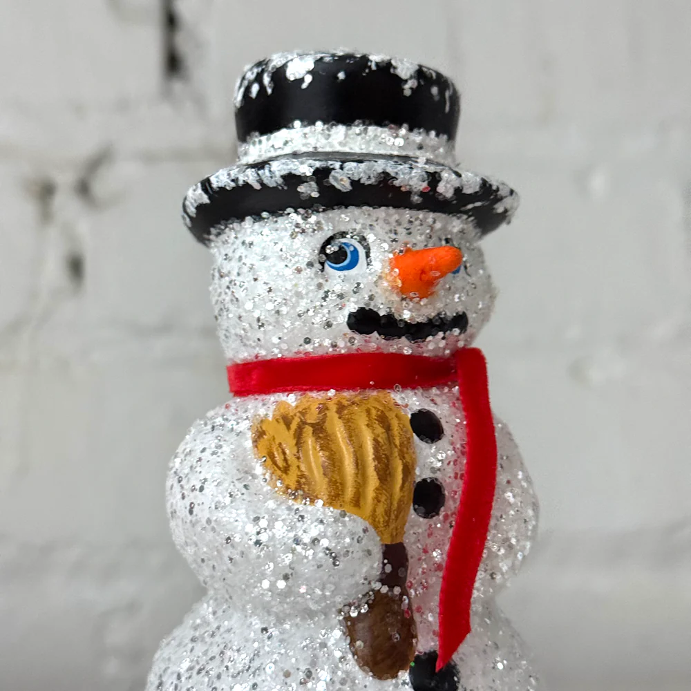 Small Papier-Mâché Snowman in Brilliant White - Image 2