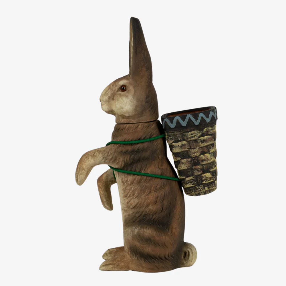 Small Upright Brown Easter Hare with Basket - Image 3