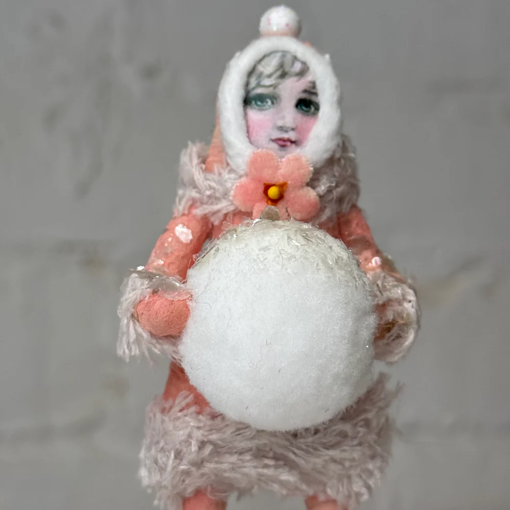 Spun Cotton Valentine's Day Figure with Snowball #21 - Image 3
