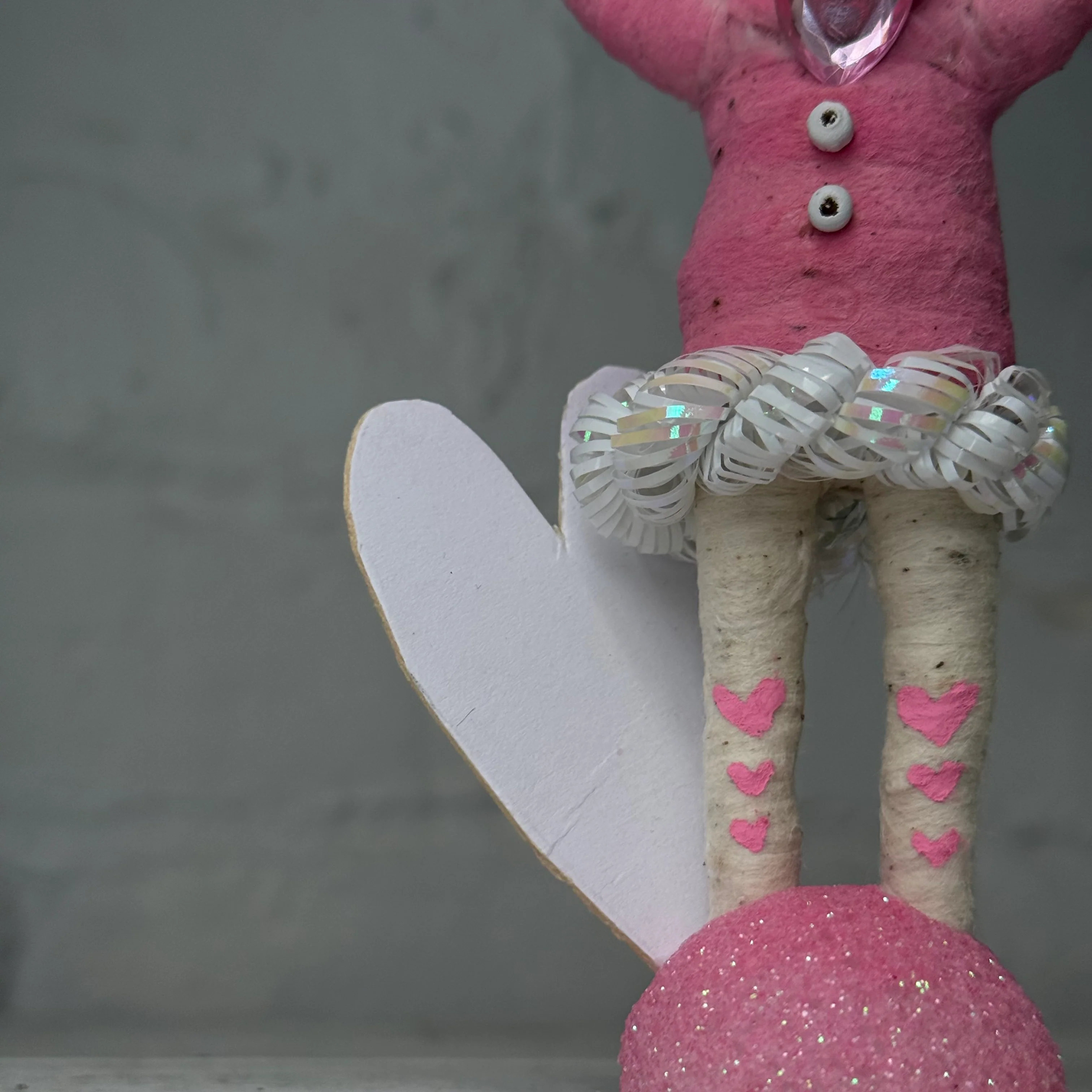 Spun Cotton Pink Valentine's Day Girl with Pink Heart #12 - Image 3