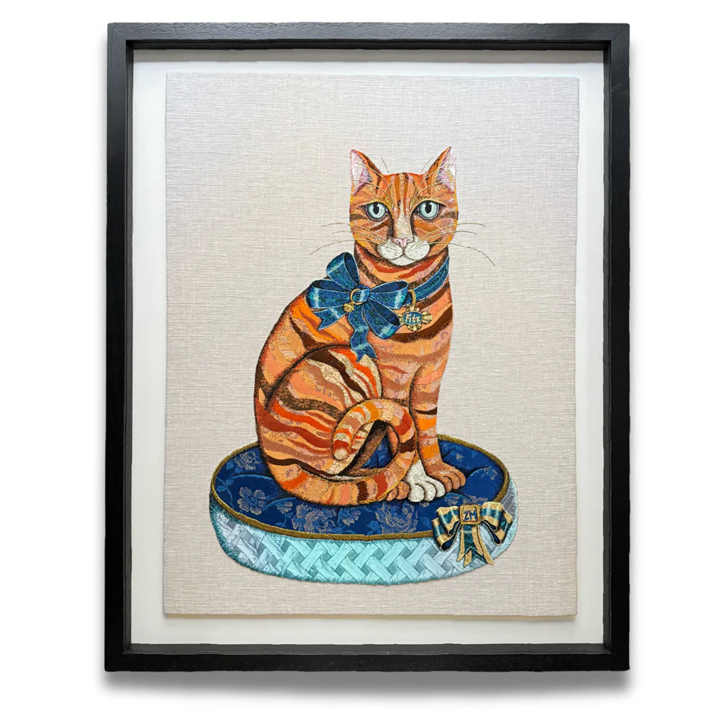 “Stella & Fitz” Pair of Embroidered Cats by Zara Merrick - Image 2