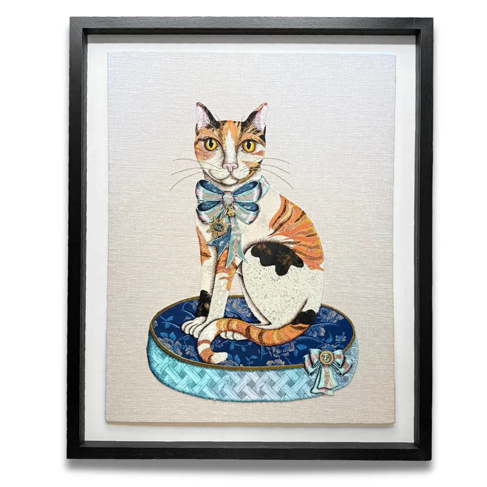 “Stella & Fitz” Pair of Embroidered Cats by Zara Merrick - Image 3
