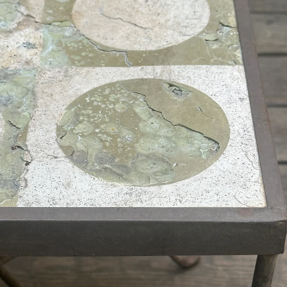 Pair of Vintage Stone Top Iron Garden Tables - Image 10