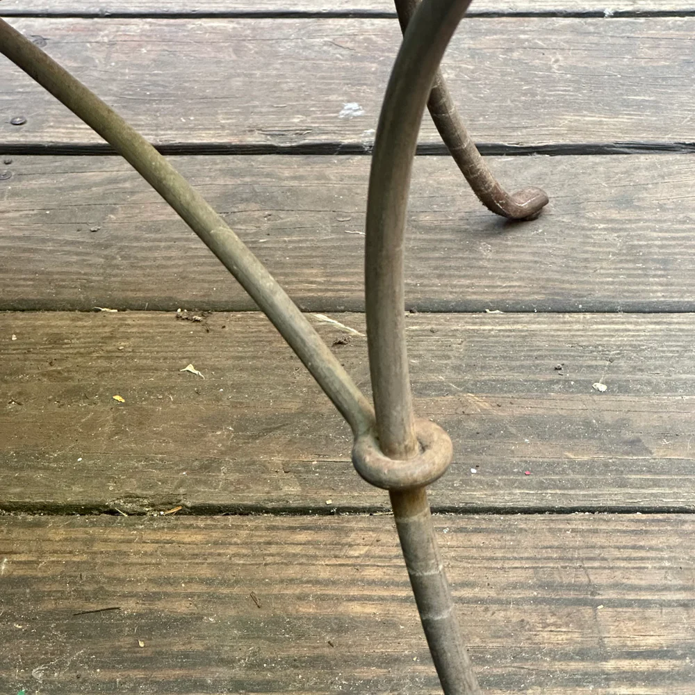 Pair of Vintage Stone Top Iron Garden Tables - Image 11