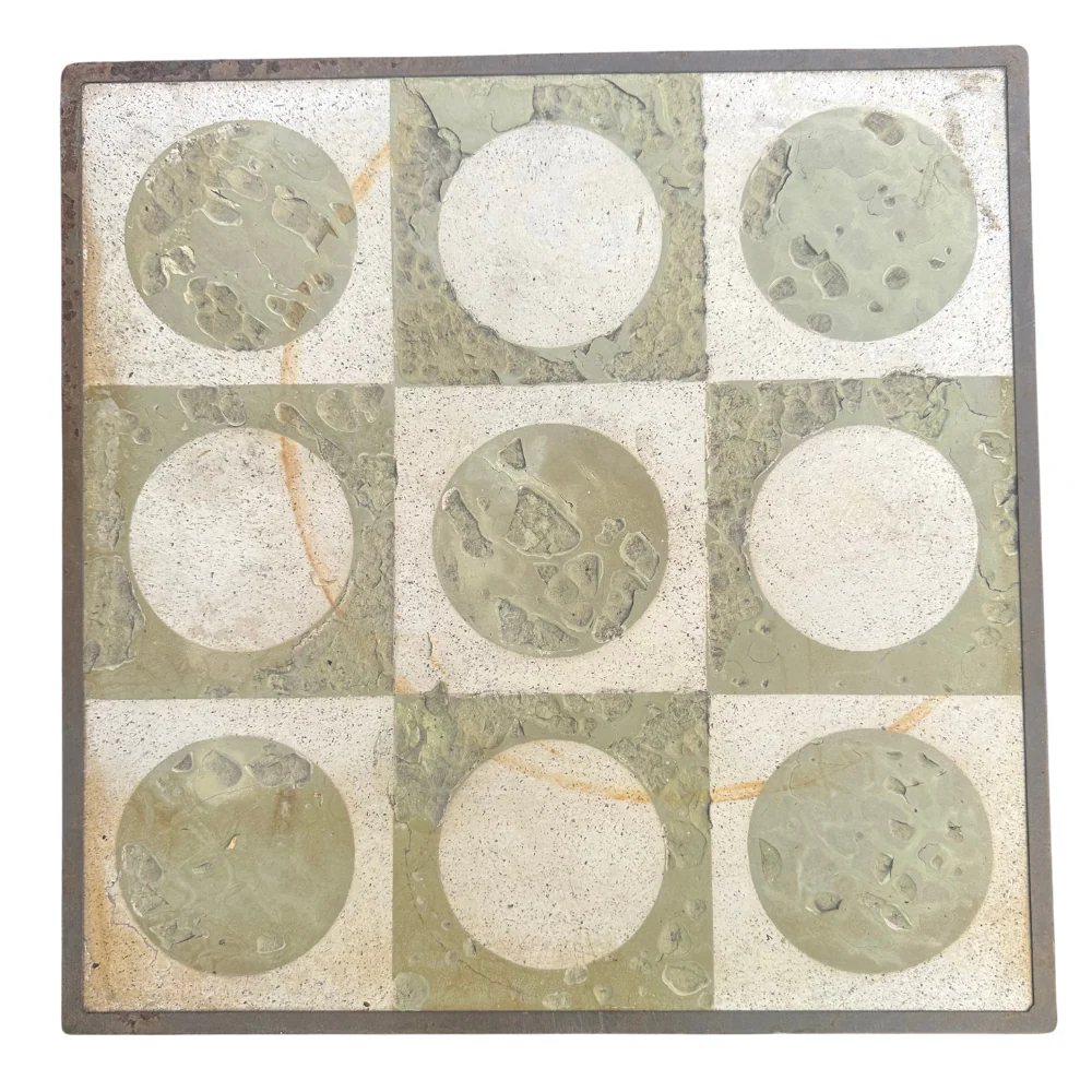 Pair of Vintage Stone Top Iron Garden Tables - Image 3
