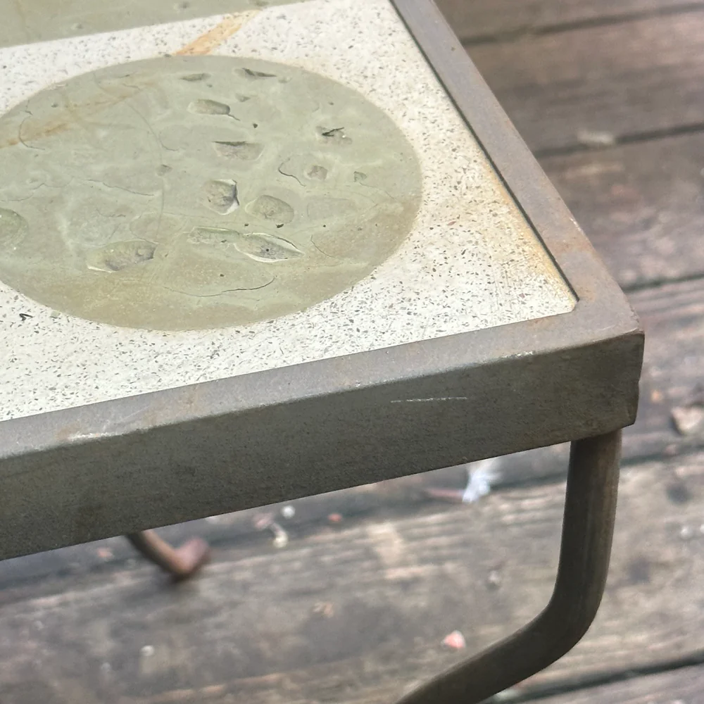 Pair of Vintage Stone Top Iron Garden Tables - Image 6