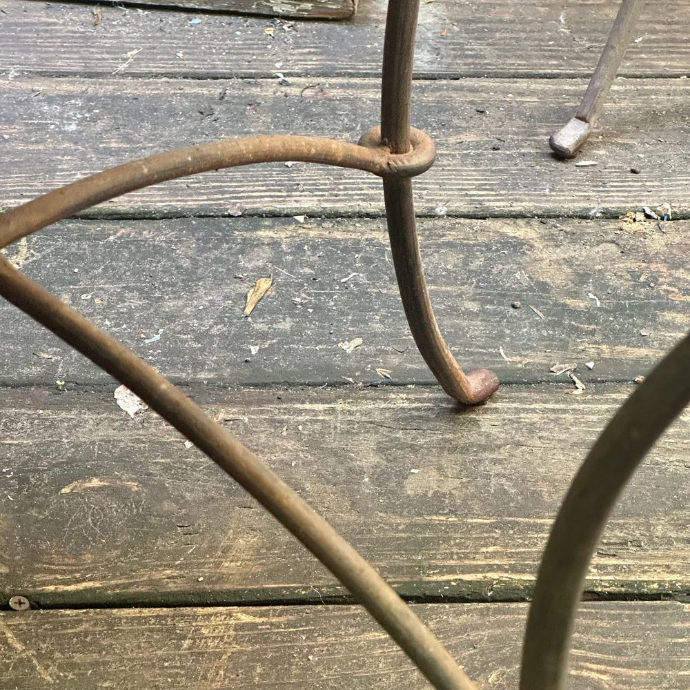 Pair of Vintage Stone Top Iron Garden Tables - Image 8