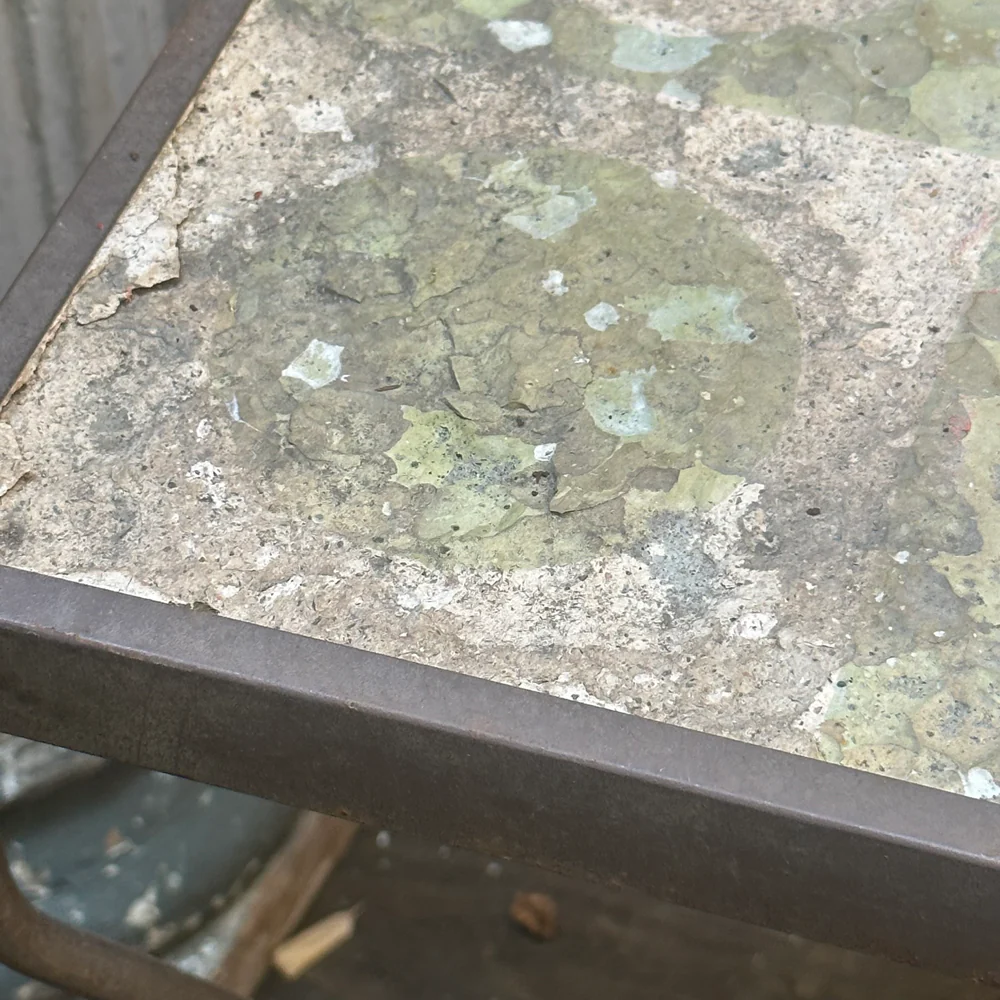Pair of Vintage Stone Top Iron Garden Tables - Image 9