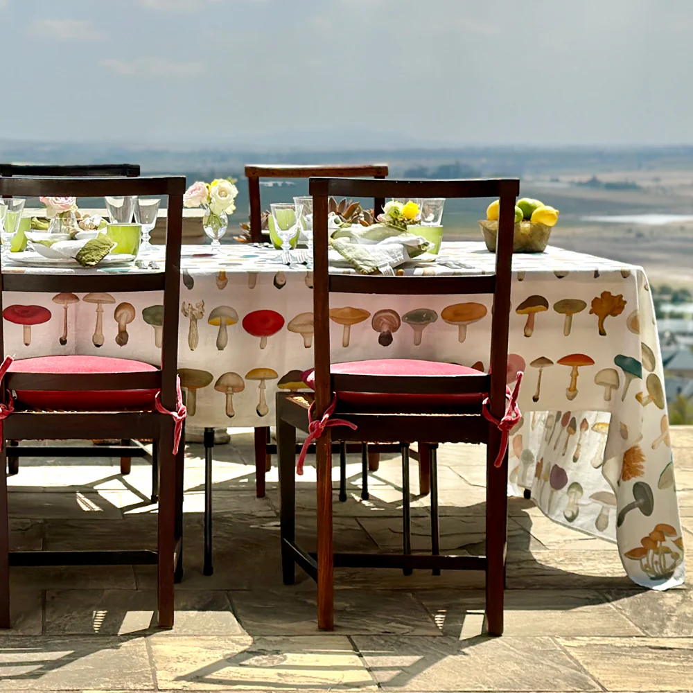 Summerill & Bishop x John Derian "Fungi" Tablecloth in White - Image 4