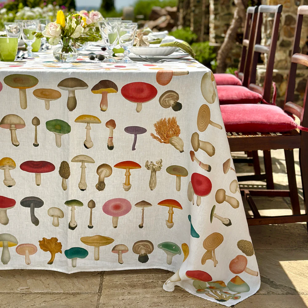 Summerill & Bishop x John Derian "Fungi" Tablecloth in White - Image 5
