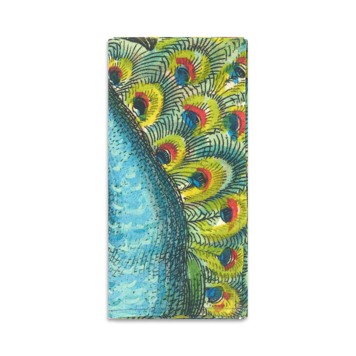 Summerill & Bishop x John Derian "Peacock" Linen Napkin Set of 6 - Image 3